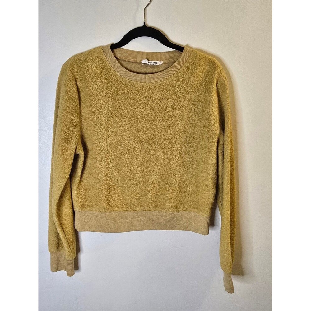 Double Zero Womens Mustard Yellow Crew Neck Pullover Sweatshirt Small